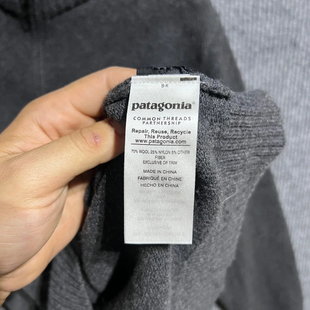 Patagonia Quarter Zip Sweater Mens Medium Grey Wool Blend 50355 Pullover Knit‎